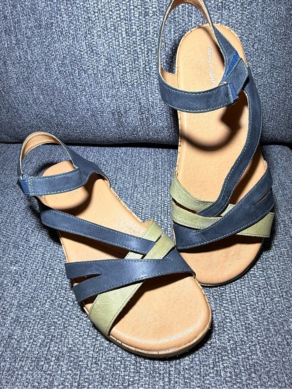 Easy Spirit Lilah SeLilah Womens Blue Leather Strap Sandals Shoes size 10M